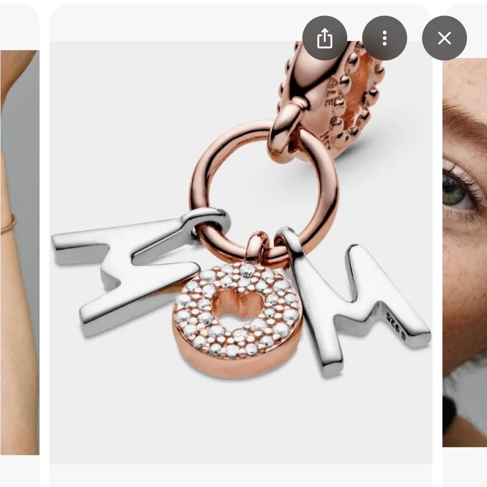 Rose Gold Necklace with Rose Gold & Silver MOM Charm Pendant